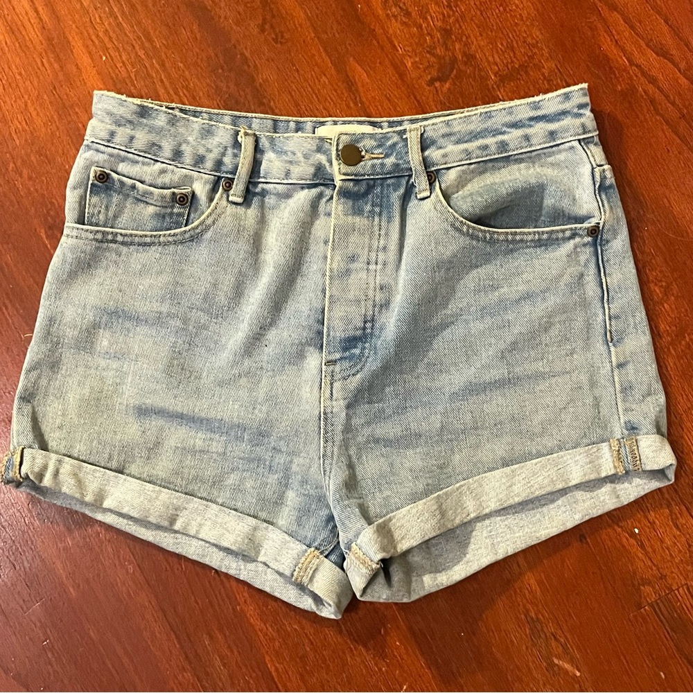Forever 21 Blue Jean Shorts High-Waisted Cuffed